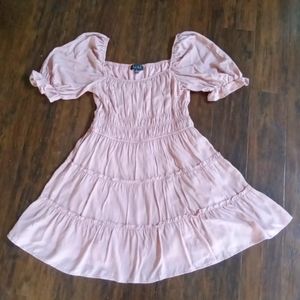 Trixxi Pink Smocked Puff Sleeve Sundress